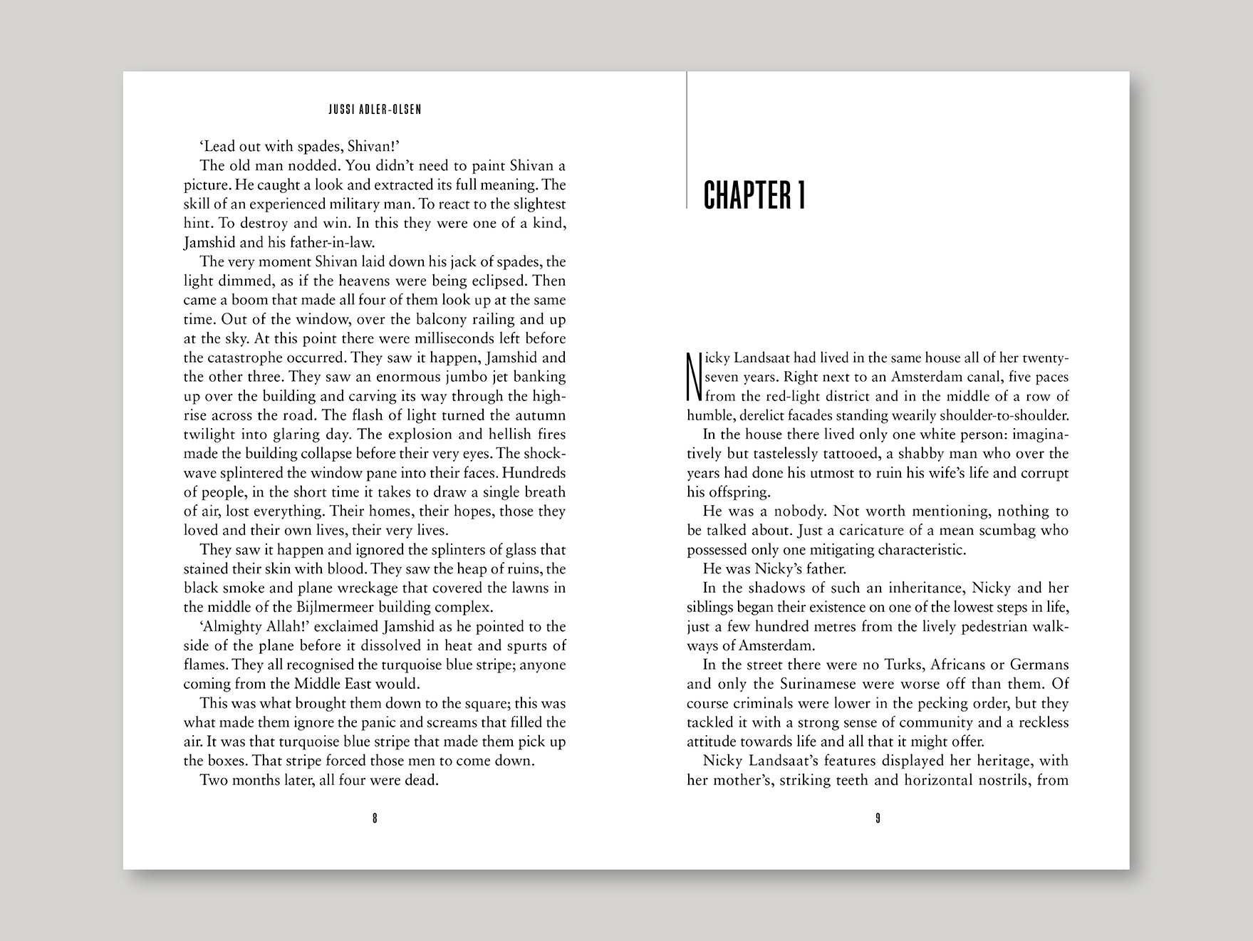 Inside typeset pages from a fiction book